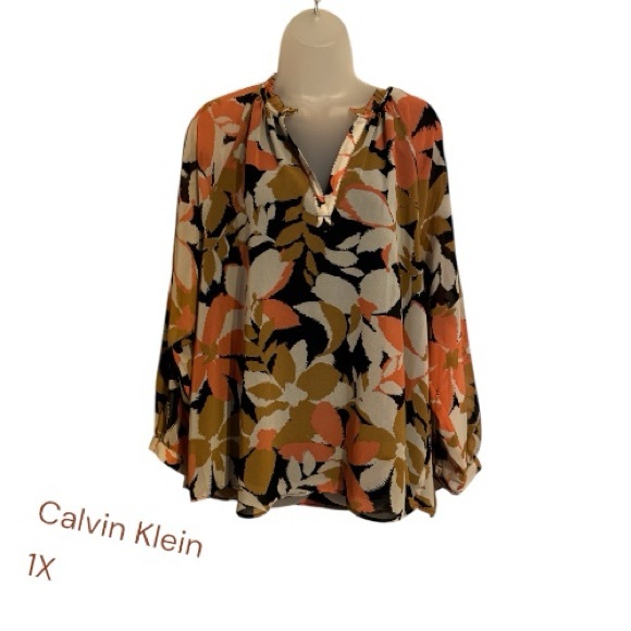 Calvin Klein Tops - Beautiful Calvin Klein Multicolor Floral Print Blouse 1X #J